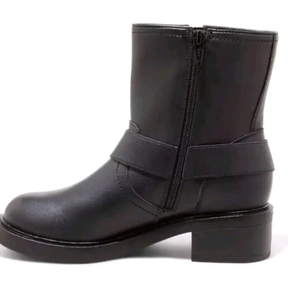 Universal Thread Womens Connor Side Zip Harness Buckle Ankle Boots Black Sz 7